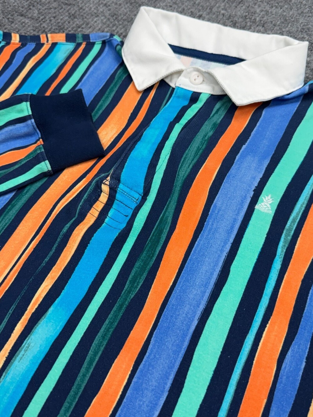 Chubbies Rugby Shirt Mens Medium Vertical Striped Afternoon Special Long Sleeve